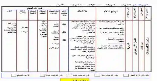دفتر تحضير جاهز للطباعة دفتر تحضير جاهز للطباعة