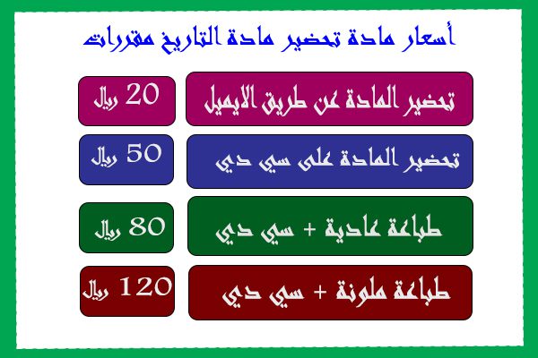 اسعار تاريخ مقررات