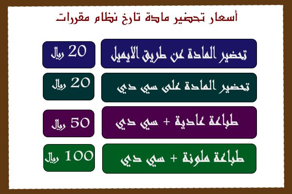 أسعار تحضير مادة تاريخ مقررات 