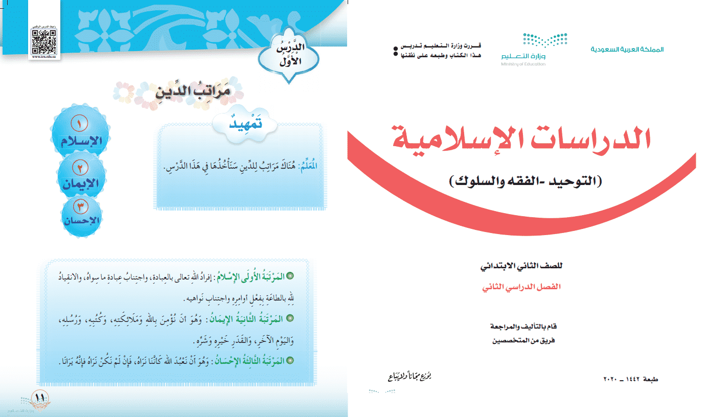 حل أسئلة مادة الدراسات الإسلامية الصف الثاني الابتدائي للفصل الدراسي الثاني 1442هـ