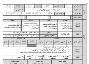 اوراق عمل مادة تربية بدنية للصف الرابع الابتدائي الفصل الدراسي الثاني