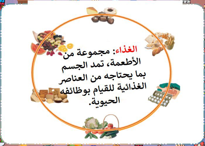 بوربوينت درس العناصر الغذائية مادة التربية الأسرية للصف الخامس الابتدائي الفصل الدراسي الأول