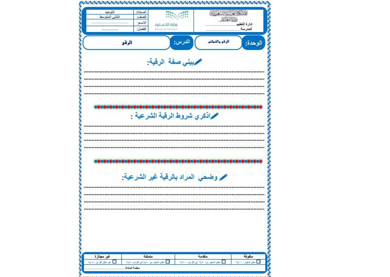 تحضير درس صفات المشركين مادة الدراسات الاسلامية الصف الأول المتوسط الفصل الثاني 1442هـ