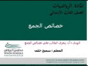 تحضير مادة الرياضيات درس الجبر : خصائص الجمع الصف الثالث الابتدائي الفصل الدراسى الاول
