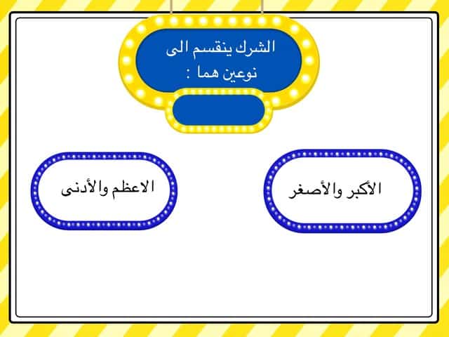 اسئلة اختبارات درس الشرك وأقسامه مادة التوحيد 1 نظام مقررات الفصل الدراسي الثاني 1442 هـ