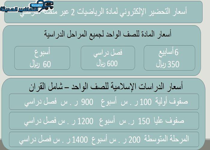 التحضير الإلكتروني لمادة الرياضيات عبر منصة مدرستي