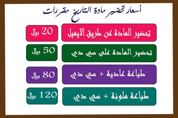 أسعار شراء مادة التاريخ مقررات 