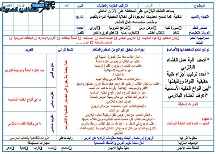 أوراق عمل درس التراكيب الخلوية والعضيات الاحياء 3 نظام مقررات