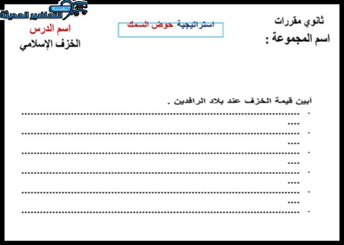 أوراق عمل درس الخزف الإسلامي مادة التربية الفنية نظام المقررات