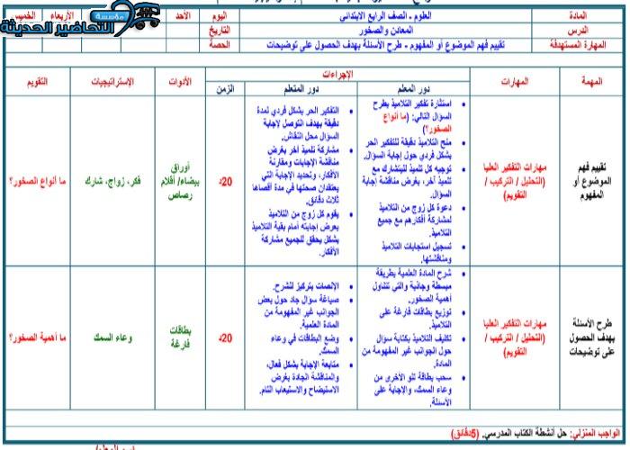 أوراق عمل درس المعادن والصخور مادة العلوم الصف الرابع الابتدائي