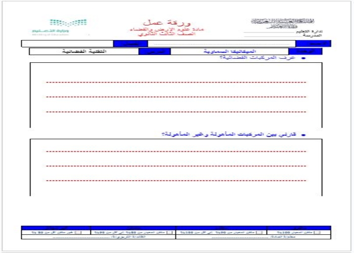 أوراق عمل علوم الارض والفضاء مسارات