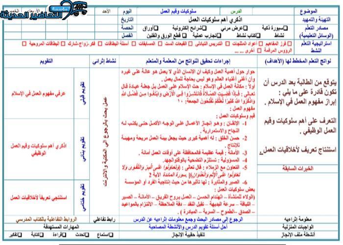 أوراق عمل مادة التربية المهنية نظام مقررات