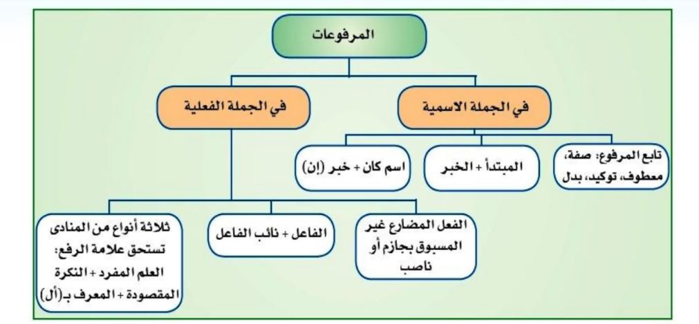 ارسم خريطة مفاهيم للمرفوعات مادة كفايات لغوية 4 مقررات إجابة ارسم خريطة مفاهيم للمرفوعات