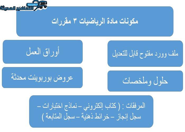 حل أسئلة مادة الرياضيات 3 مقررات