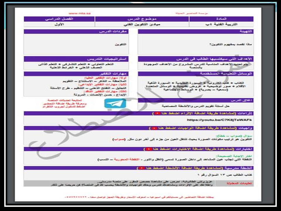 اثراءات منصة مدرستي تربية فنية الصف الرابع الابتدائي الفصل الثاني