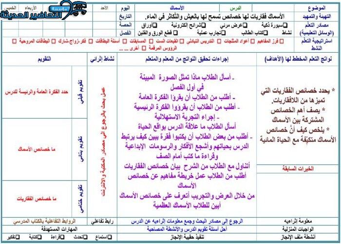 نموذج من تحضير مادة احياء 2 مقررات