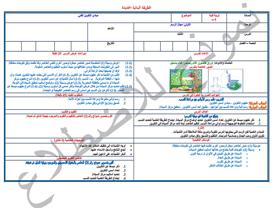 اختبار منصة مدرستي التربية الفنية الصف الرابع الابتدائي الفصل الثاني