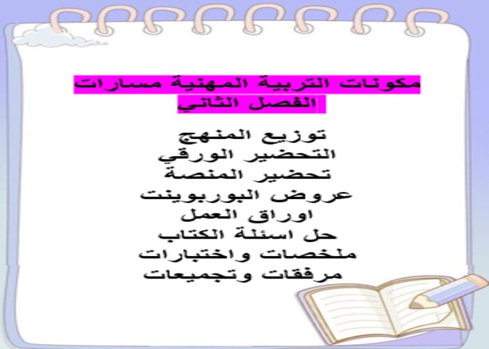 اختبار منصة مدرستي التربية المهنية مسارات الفصل الثاني