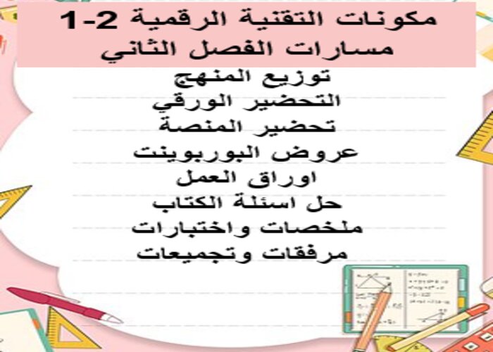 اختبار منصة مدرستي التقنية الرقمية 2-1 مسارات الفصل الثاني اختبار منصة مدرستي التقنية الرقمية 2-1 مسارات الفصل الثاني