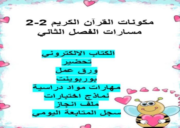 اختبار منصة مدرستي القرآن الكريم 2-2 مسارات الفصل الثاني اختبار منصة مدرستي القرآن الكريم 2-2 مسارات الفصل الثاني
