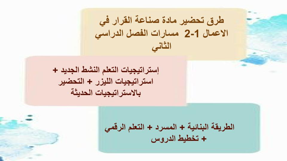 اختبار منصة مدرستي صناعة القرار في الاعمال 1-2 مسارات الفصل الثاني