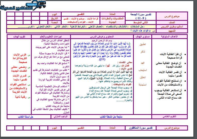 اختبارات تفسير ثاني متوسط الفصل الأول مدرستي