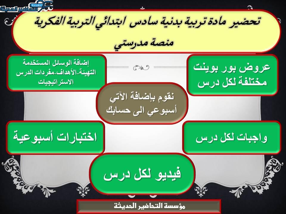 اغلاق الدرس تربية بدنية سادس ابتدائي التربية الفكرية منصة مدرستي