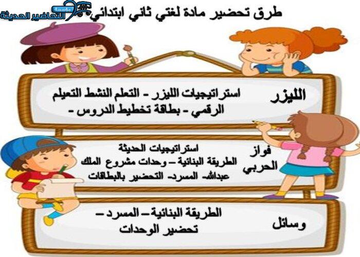 طرق تحضير مادة لغتي الصف الثاني الابتدائي الفصل الأول