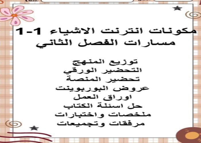 اغلاق الدرس منصة مدرستي انترنت الاشياء 1-1 مسارات الفصل الثاني