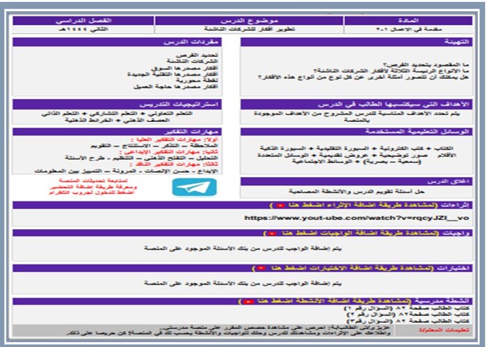 اغلاق الدرس منصه مدرستى مادة مقدمة في الاعمال 1-2 مسارات الفصل الثاني اغلاق الدرس منصه مدرستى مادة مقدمة في الاعمال 1-2 مسارات الفصل الثاني