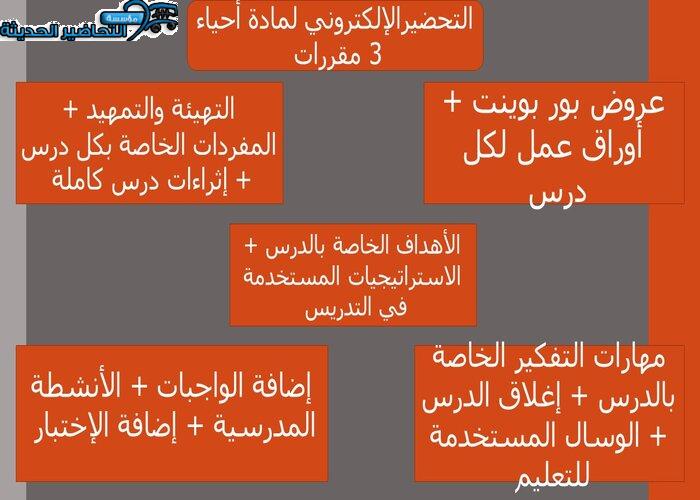 التحضير الإلكتروني لمادة أحياء 3 مقررات