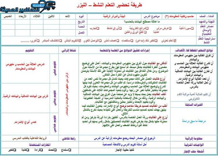 التحضير الإلكتروني لمادة الحاسب الآلي 3