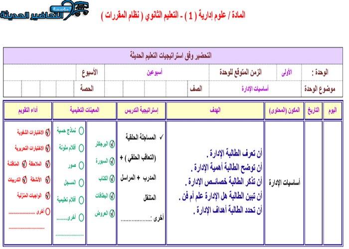 التحضير الإلكتروني لمادة العلوم الاداريه1