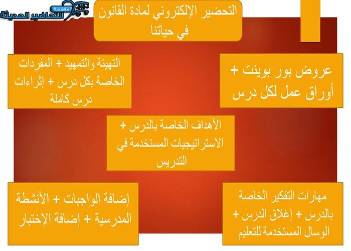 التحضير الإلكتروني لمادة القانون في حياتنا