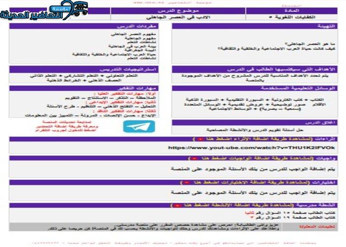 التحضير الإلكتروني لمادة الكفايات اللغوية 5