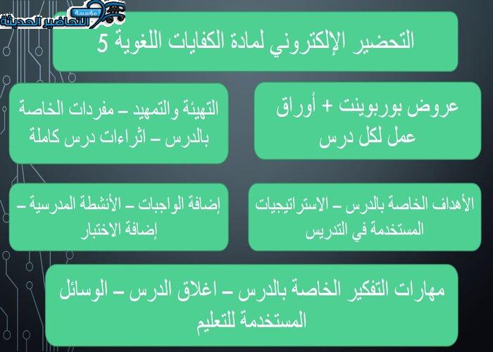 التحضير الإلكتروني لمادة الكفايات اللغوية 5
