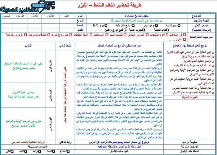 التحضير الإلكتروني لمادة تاريخ مقررات