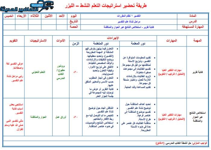 التحضير الإلكتروني لمادة تفسير 1 على الإيميل