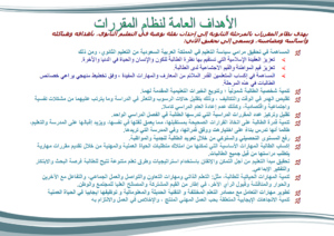 الاهداف العامة لنظام المقررات لمادة التفسير مقررات الفصل الدراسي الثاني