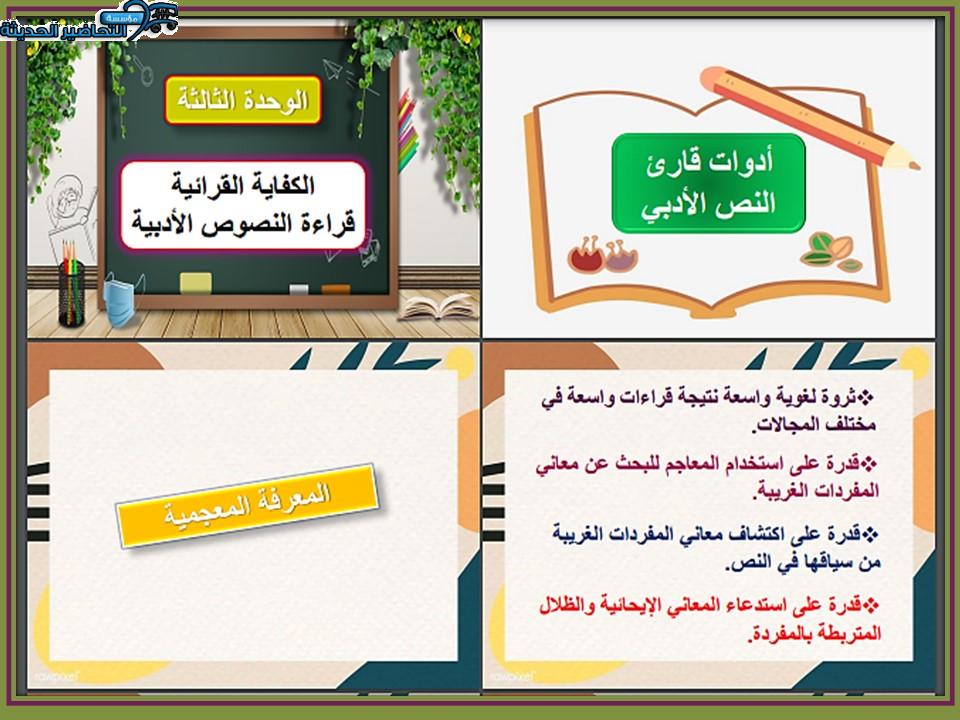 اوراق عمل درس أدوات قارئ النص الأدبي مادة الكفايات اللغوية 2 نظام المقررات
