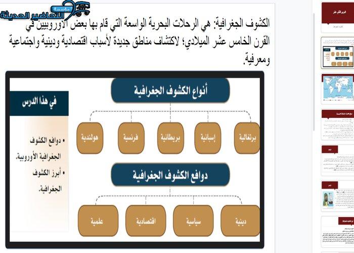 باوربوينت درس الكشوف الجغرافية مادة الدراسات الاجتماعية مقررات