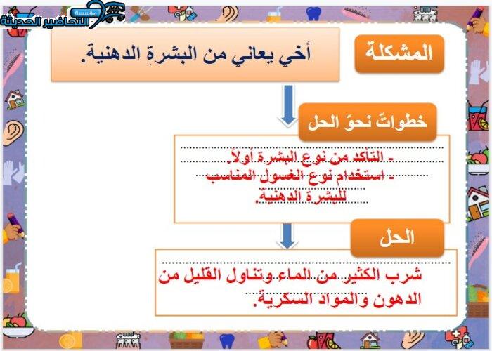 حل أسئلة درس بشرتي مادة التربية الأسرية للصف السادس الابتدائي الفصل الدراسي الأول