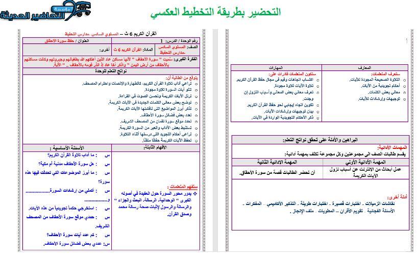 بوربوينت تحفيظ القرآن الكريم 6 التعليم الثانوي