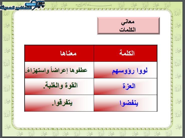 بوربوينت تفسير ثاني متوسط الفصل الأول مدرستي