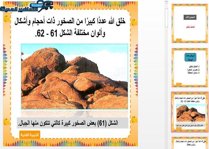 بوربوينت درس التشكيل بالطين مادة التربية الفنية للصف الأول الإبتدائي الفصل الدراسي الثاني