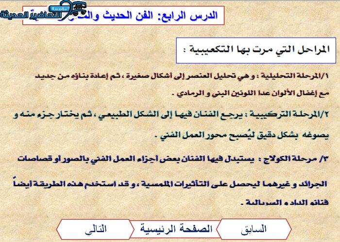 بوربوينت درس التكعيبية تربية فنية مقررات