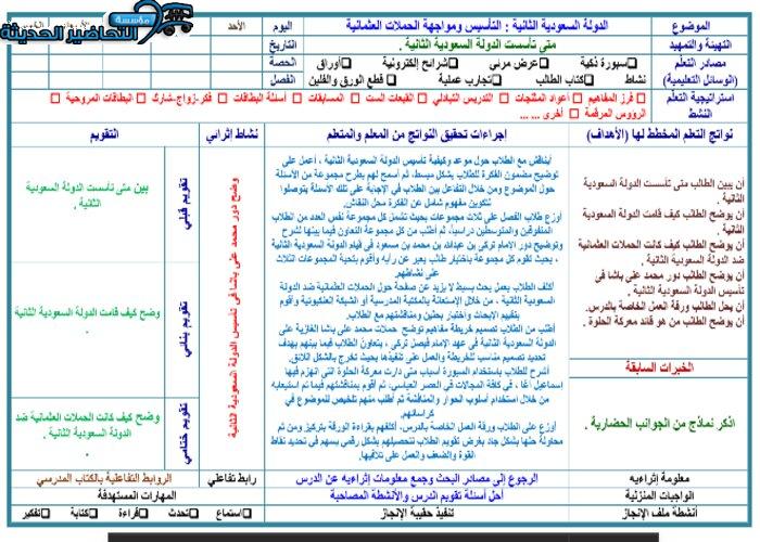 بوربوينت درس الدولة السعودية الثانية مادة التاريخ والتربية الوطنية للصف ثالث ثانوى