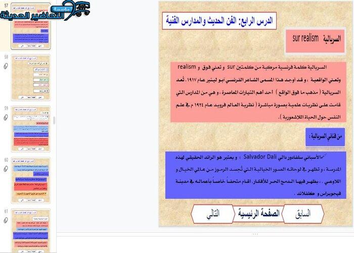 بوربوينت درس السريالية مادة التربية الفنية نظام المقررات 