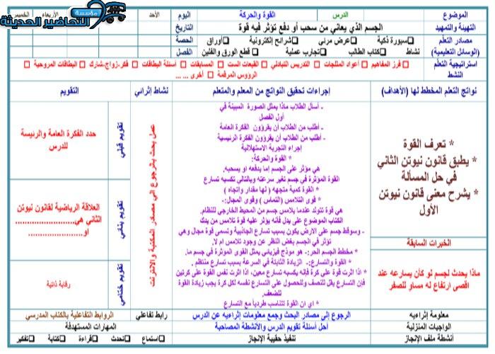 بوربوينت درس القوى والحركة فيزياء 1 مقررات
