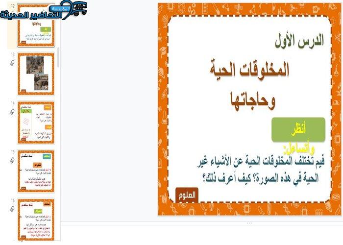 بوربوينت درس المخلوقات الحية وحاجاتها مادة العلوم الصف الثالث الإبتدائى
